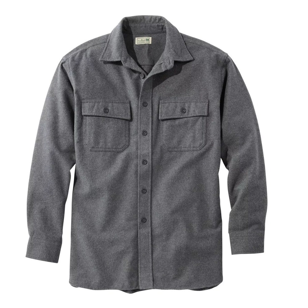 LL Bean Chamois Cloth Shirt Mens XXL Gray Traditional Fit Cotton Flannel 187923